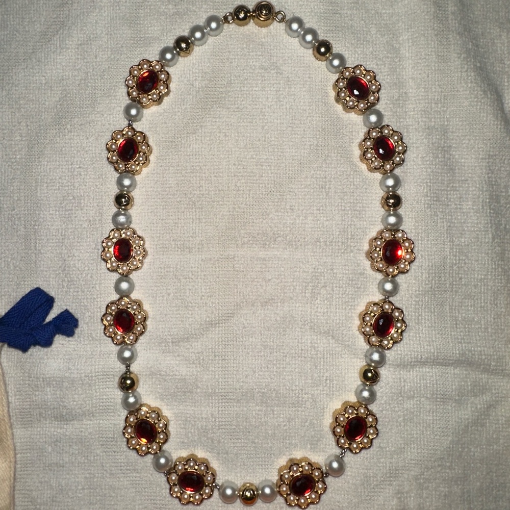 Louis Vuitton Gold and Red Gem Necklace